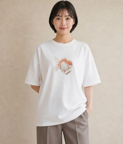 半袖Tシャツ レディース カクレクマノミ 海の生き物 海 イラスト 普段使い 公園 ママ 白T