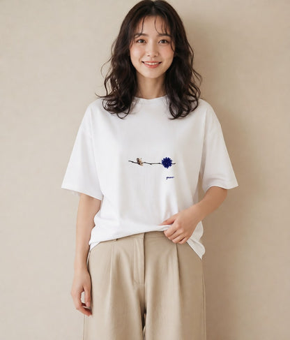 グラフィックTシャツ レディース ガラス瓶 小枝 ボタニカル ナチュラル アンティーク イラスト 普段使い 普段着 週末コーデ 白T