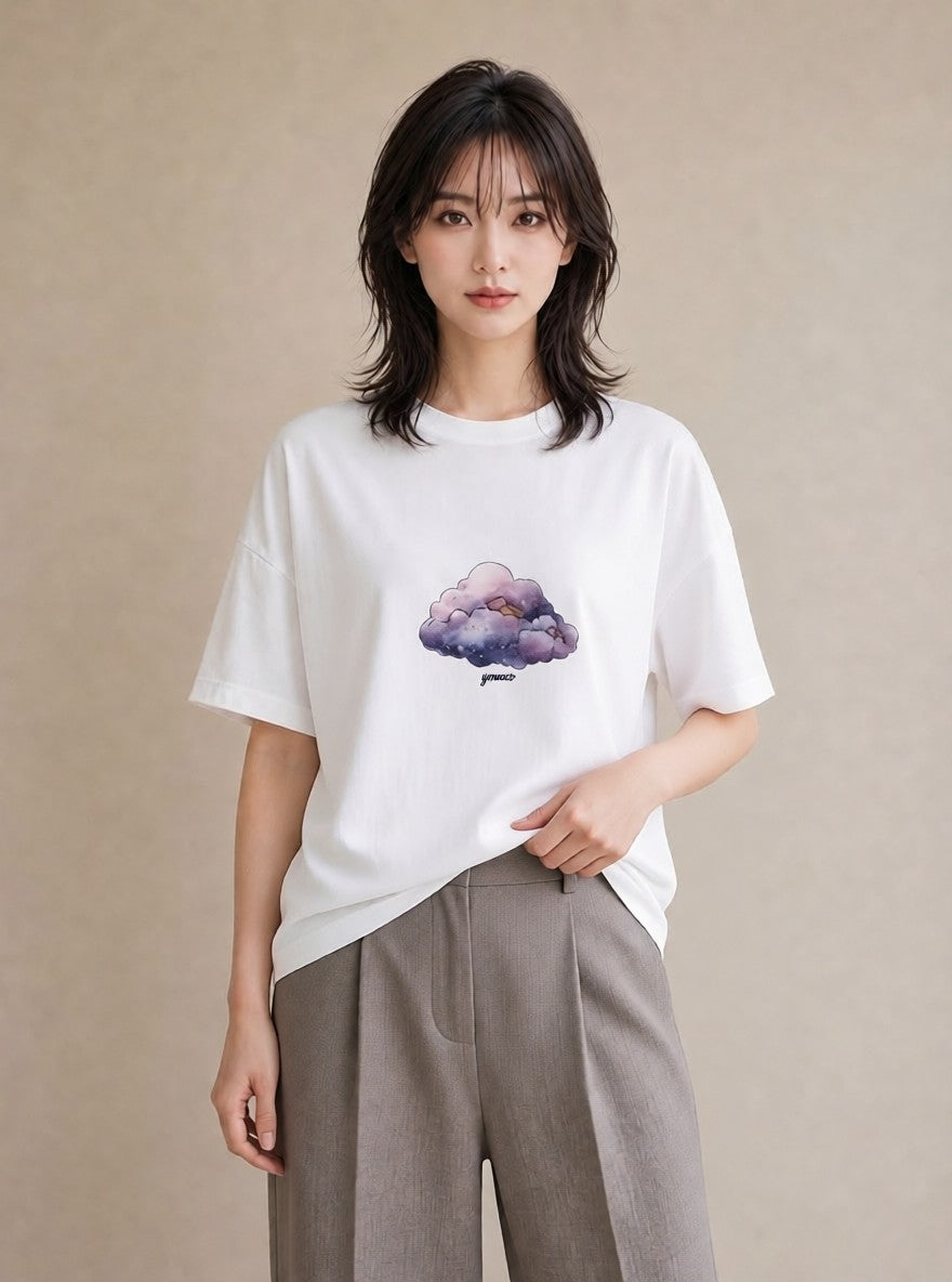 デザインTシャツ レディース オーロラ 星空 宇宙 イラスト 旅行コーデ おしゃれギフト 社会人 白T