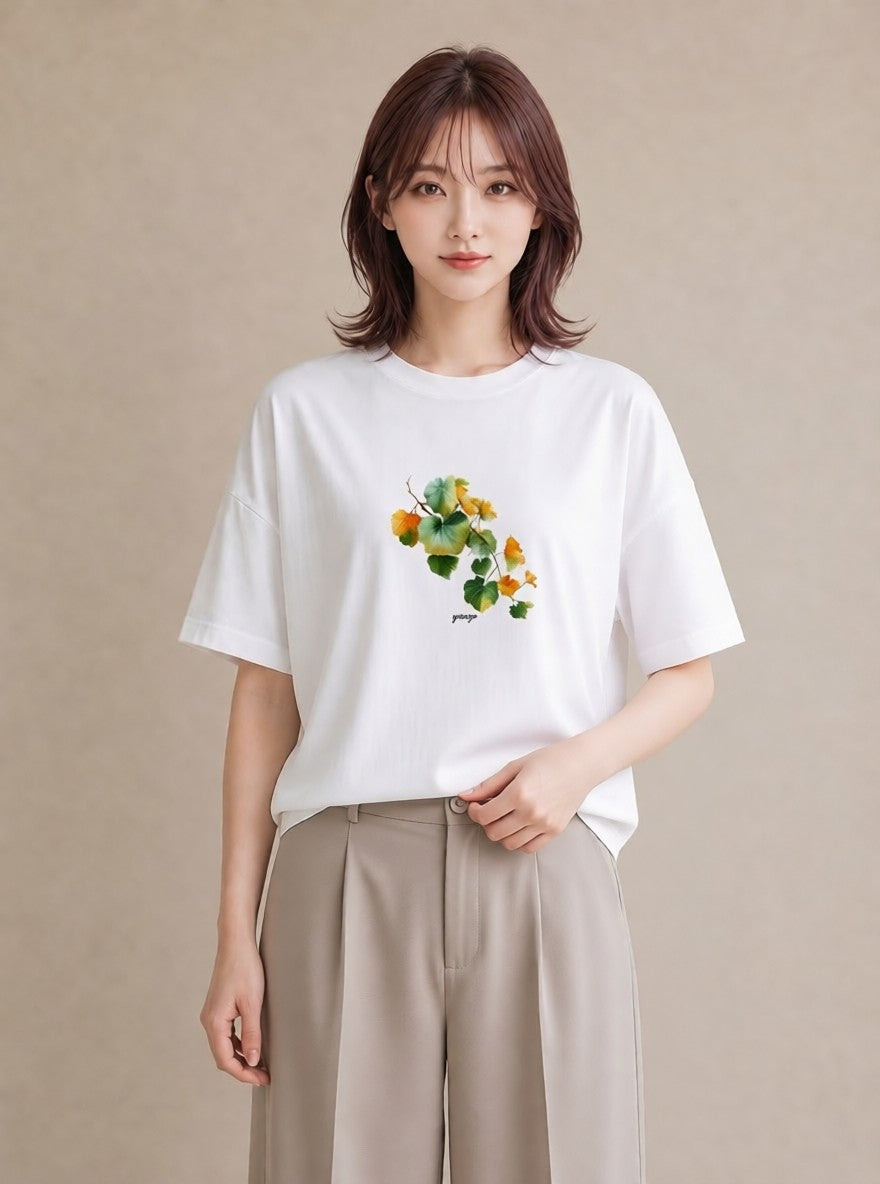 Tシャツ レディース あさがお 朝顔 花 花柄 イラスト ヴィンテージ風 旅行用 海 白T