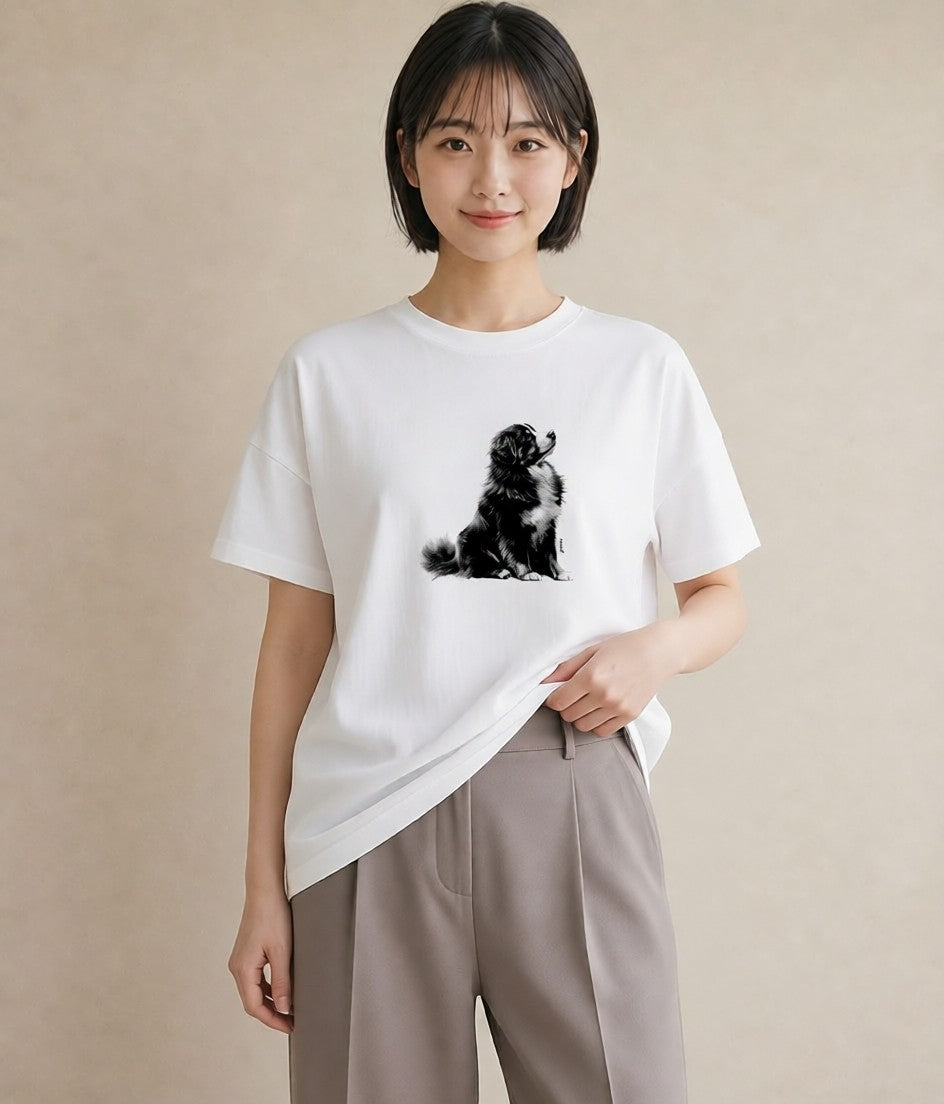 デザインTシャツ レディース バーニーズマウンテンドッグ 犬 いぬ イラスト 旅行コーデ おしゃれギフト 社会人 白T