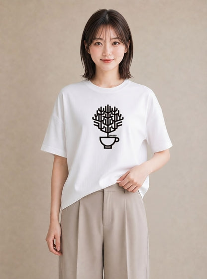 半袖Tシャツ レディース カフェ カフェロゴ ロゴ イラスト ポップ 敬老の日 ホワイトデー 白T