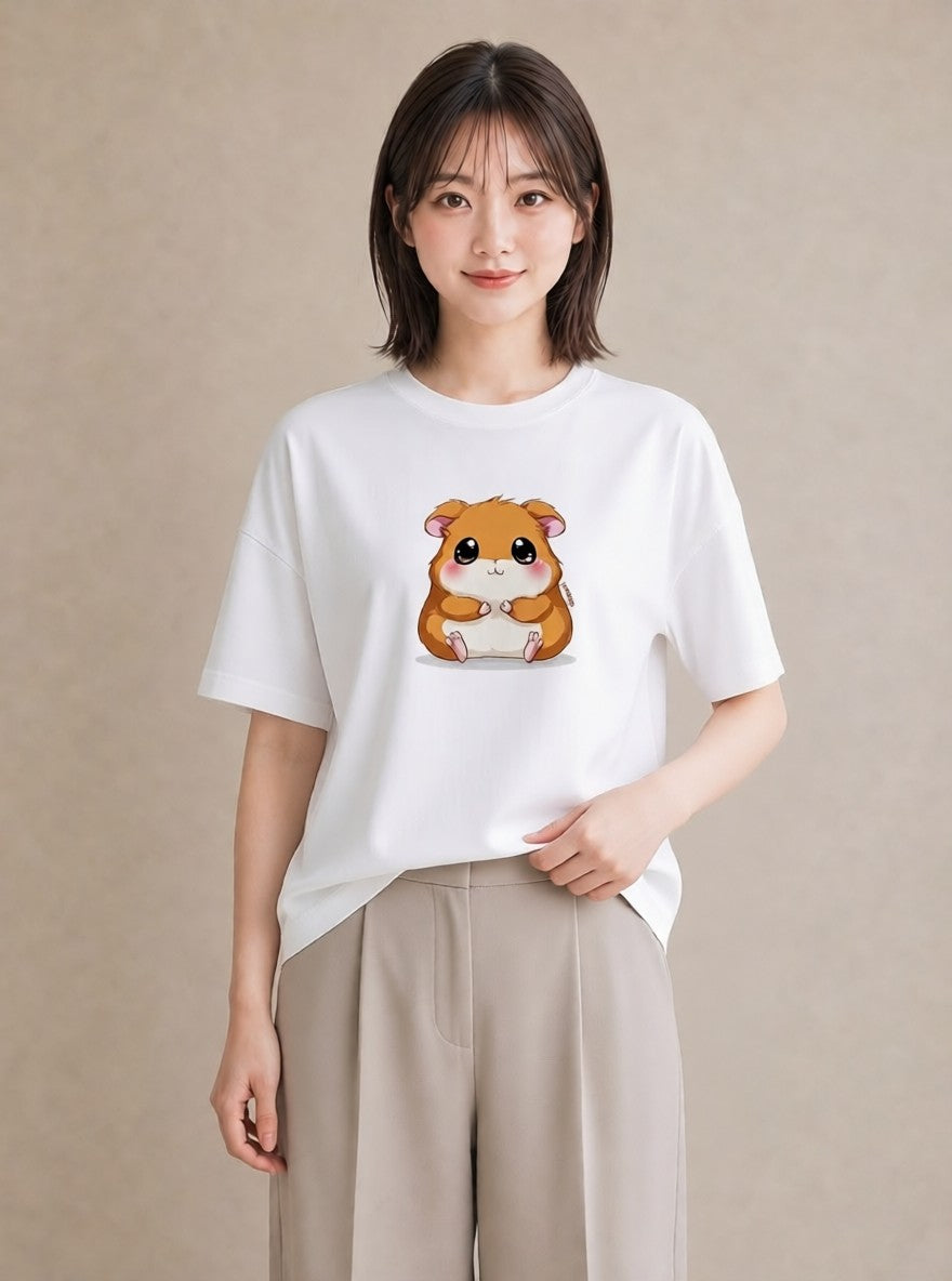 Tシャツ レディース ロボロフスキー ペット 動物 イラスト ゆるかわ デイリーウェア 休日 白T