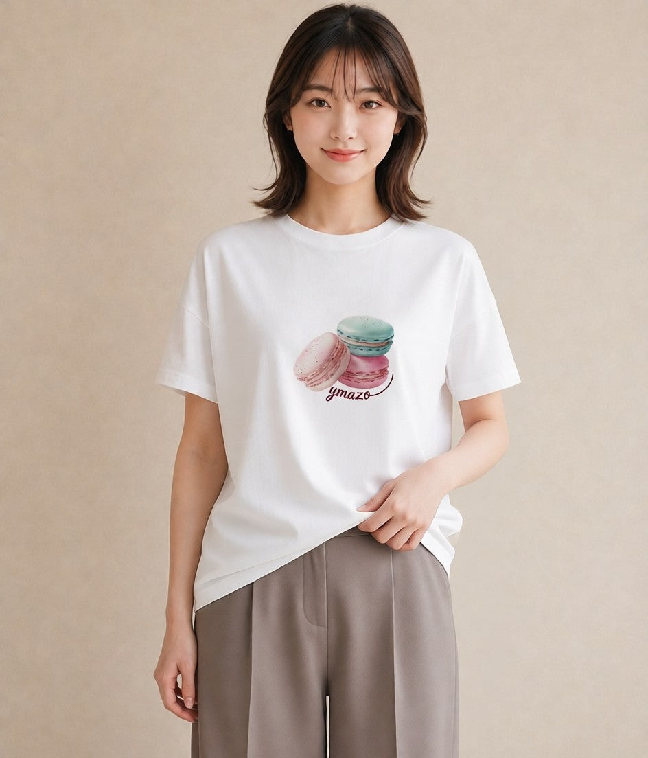 半袖Tシャツ レディース チョコ 食べ物 フード イラスト 上品 ビーチ デイリーウェア 白T