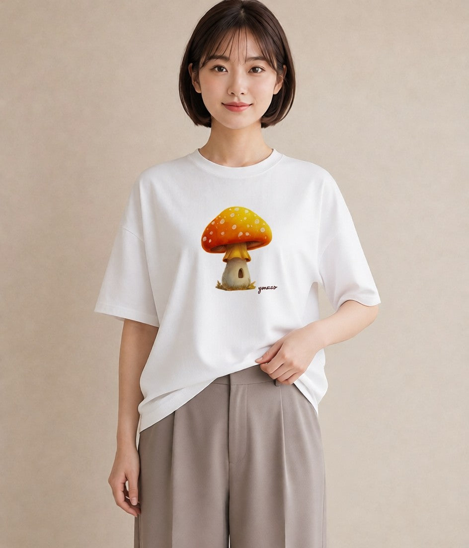 プリントTシャツ レディース きのこ 植物 ボタニカル イラスト クリスマス 旅行 白T