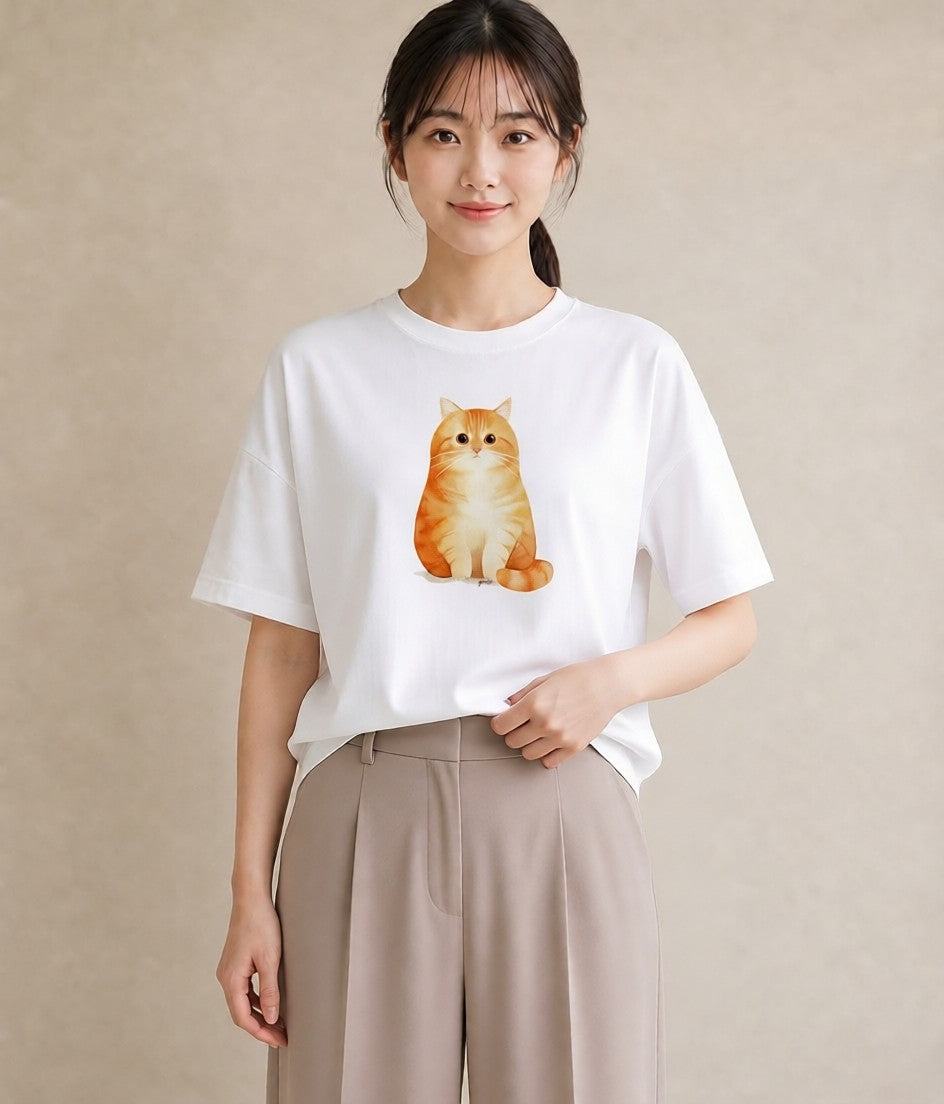 半袖Tシャツ レディース アメリカンショートヘア 猫 ねこ イラスト ポップ 旅行 母娘コーデ 白T