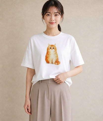 半袖Tシャツ レディース アメリカンショートヘア 猫 ねこ イラスト ポップ 旅行 母娘コーデ 白T