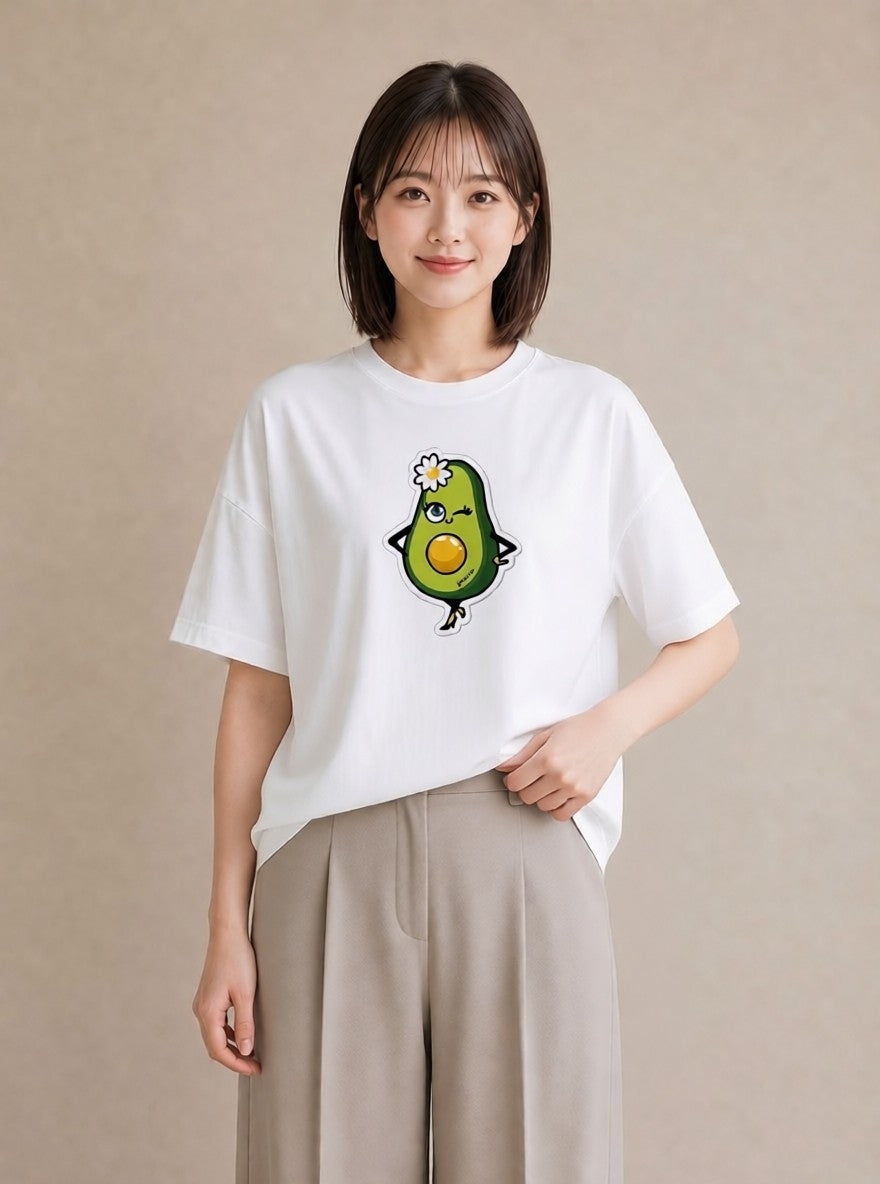 グラフィックTシャツ レディース アボカド 食べ物 フード イラスト シンプル 海 カフェ巡り 白T