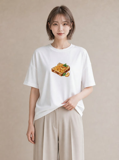 グラフィックTシャツ レディース パン 食べ物 フード イラスト シック 部屋着 女性向けギフト 白T