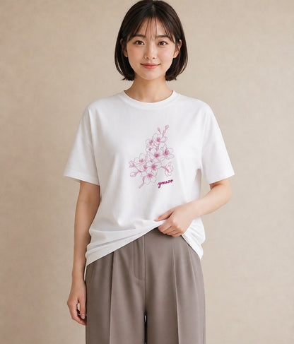 グラフィックTシャツ レディース さくら 桜 桜の枝 イラスト 可愛い ホワイトデー 春服 白T