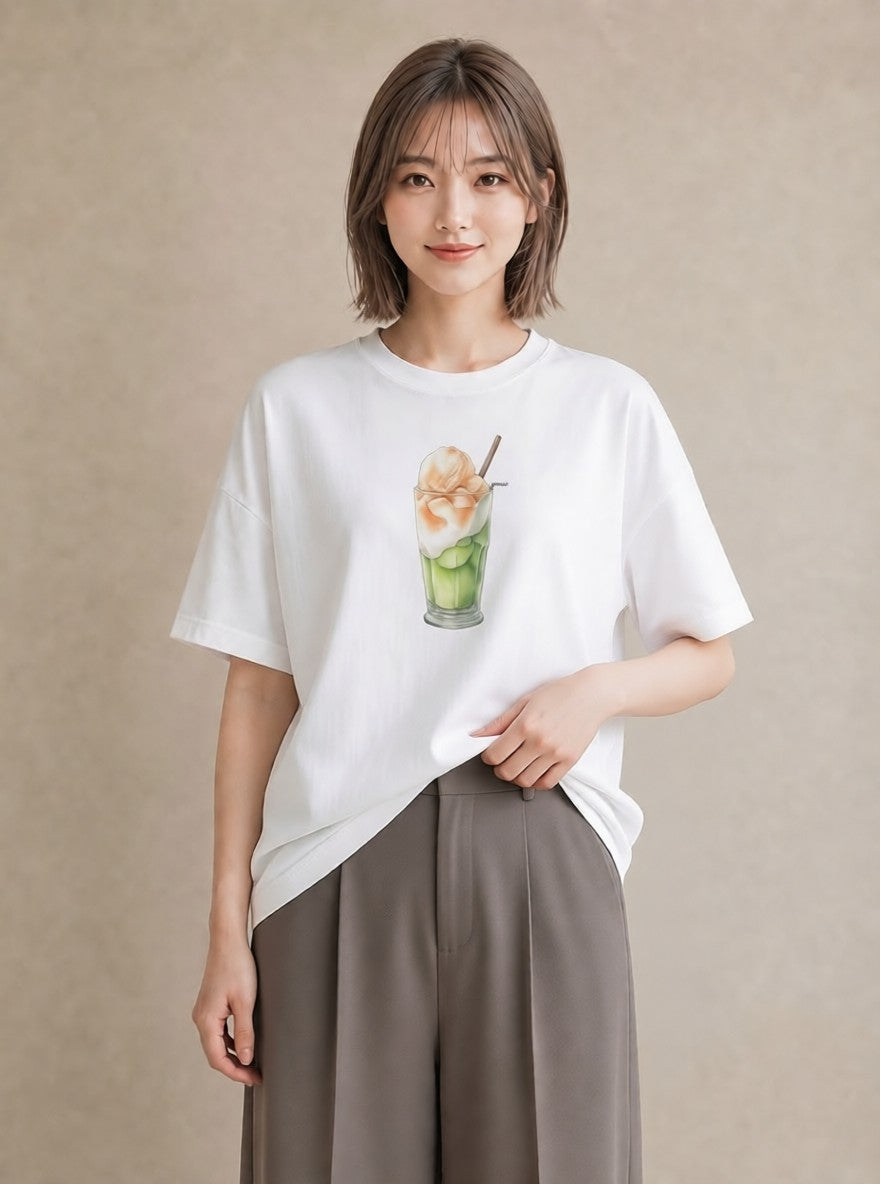 グラフィックTシャツ レディース クリームソーダ 食べ物 フード イラスト ヴィンテージ風 クリスマス 旅行 白T