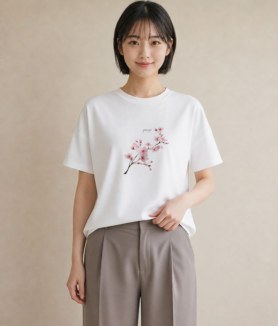 グラフィックTシャツ レディース さくら 桜 サクラ 花 花柄 イラスト ミニマル 敬老の日 ホワイトデー 白T