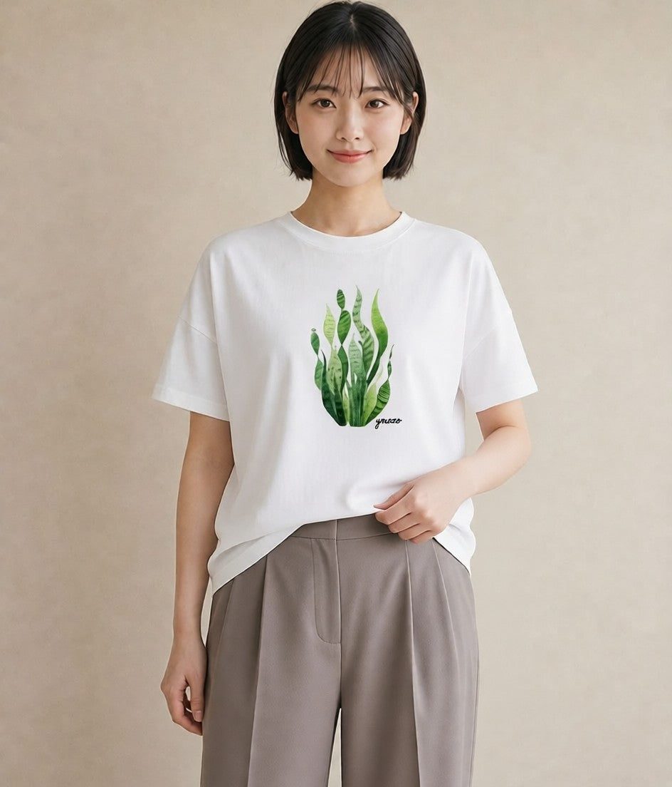 プリントTシャツ レディース シダ 植物 ボタニカル イラスト 可愛い 母の日 ビーチ 白T