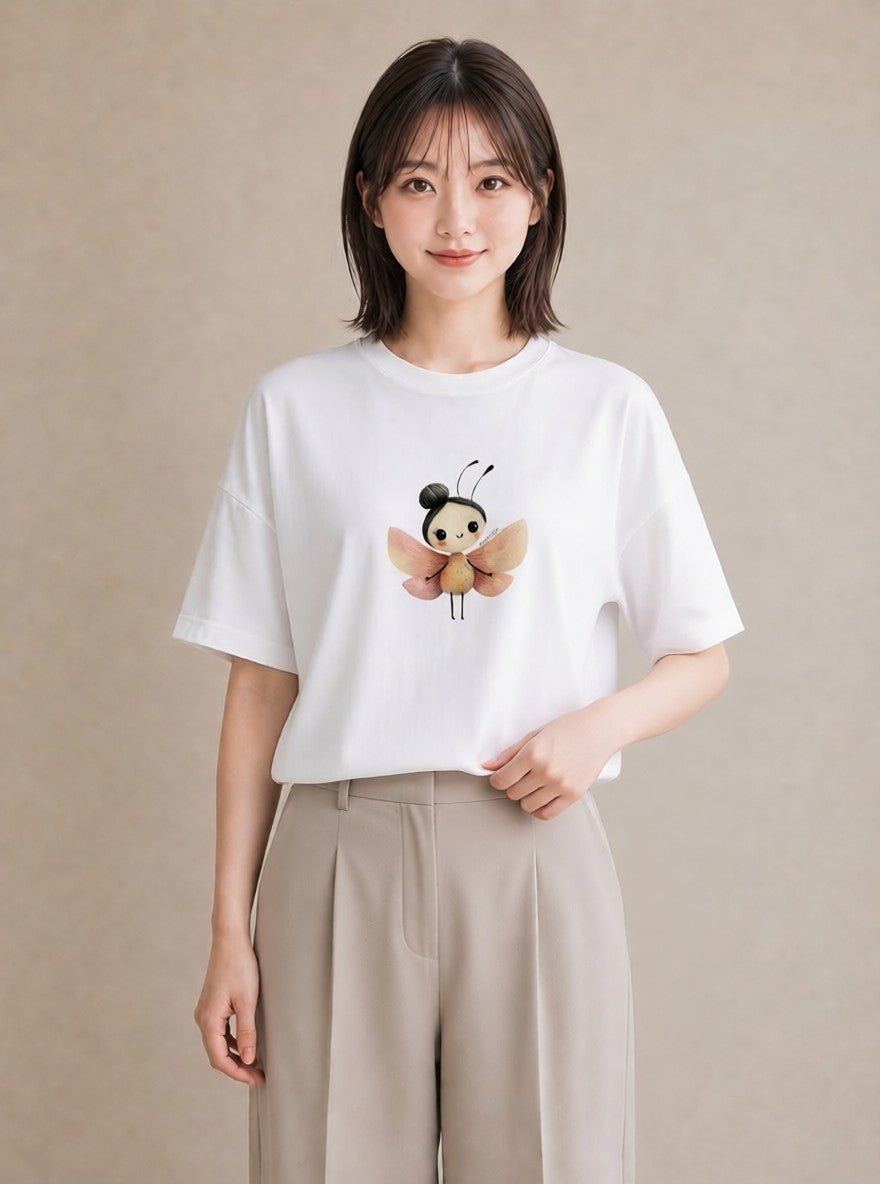 グラフィックTシャツ レディース ダンゴムシ 昆虫 虫 イラスト きれいめ 公園 ママ 白T