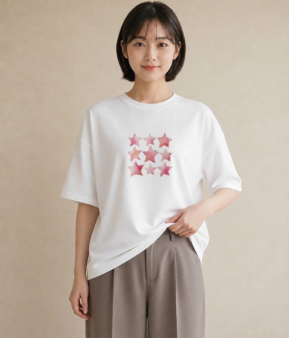 グラフィックTシャツ レディース 蟹座 星空 宇宙 イラスト ラフカジュアル 旅行用 海 白T