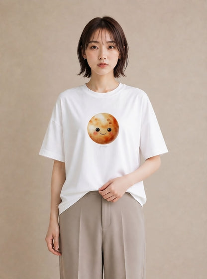 プリントTシャツ レディース 満月 星空 宇宙 イラスト ゆるコーデ 週末コーデ 敬老の日 白T