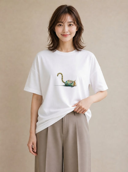 グラフィックTシャツ レディース サビ猫 猫 ねこ イラスト レトロ 社会人 女性 白T
