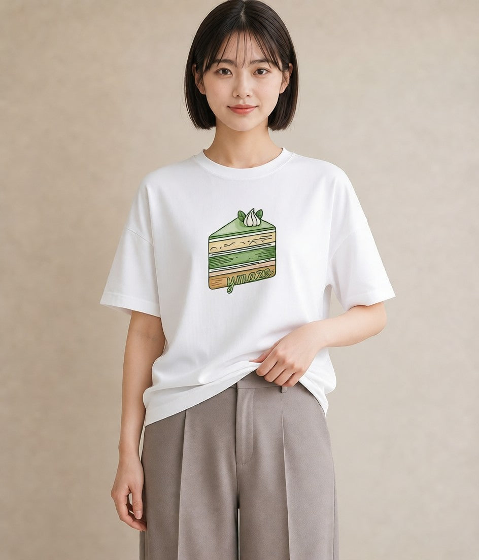 グラフィックTシャツ レディース プリン 食べ物 フード イラスト 普段着 週末コーデ 白T