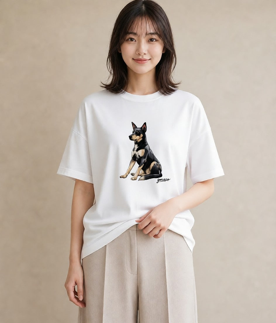グラフィックTシャツ レディース 老犬 犬 いぬ イラスト 淡色 クリスマス 旅行 白T