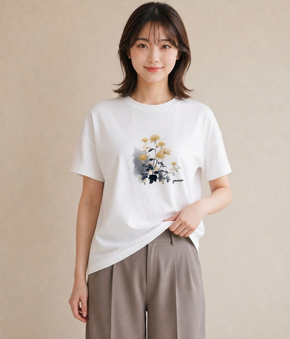 Tシャツ レディース たんぽぽ 花 花柄 イラスト 北欧風 ギフト 母の日 白T