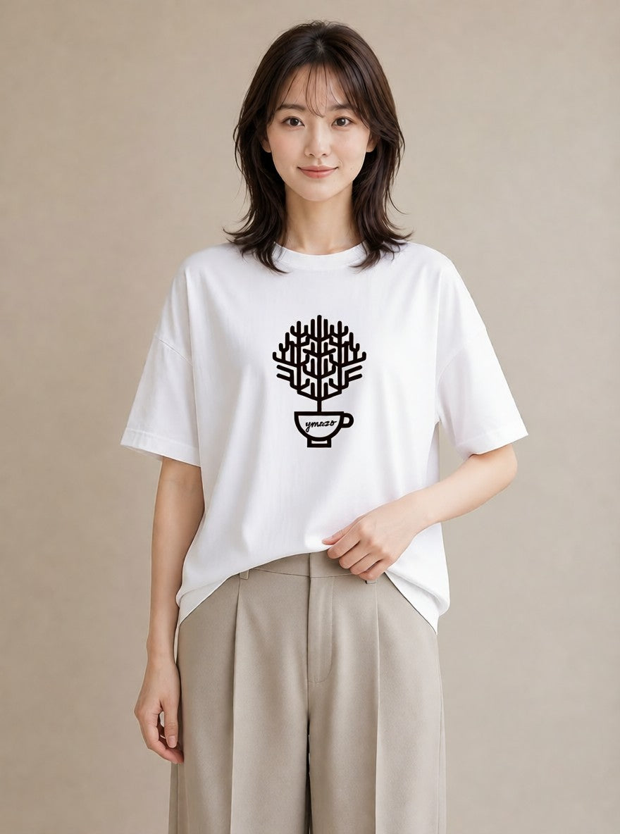 半袖Tシャツ レディース コーヒー カフェ 珈琲 イラスト シック ルームウェア ギフト 白T