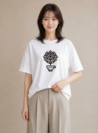 半袖Tシャツ レディース コーヒー カフェ 珈琲 イラスト シック ルームウェア ギフト 白T