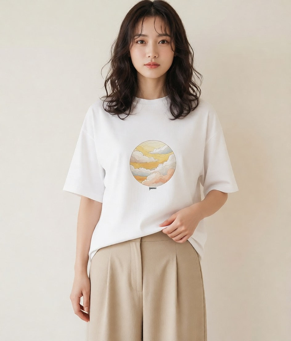 Tシャツ レディース プラネット 星空 宇宙 イラスト ラフ レイヤード 白T