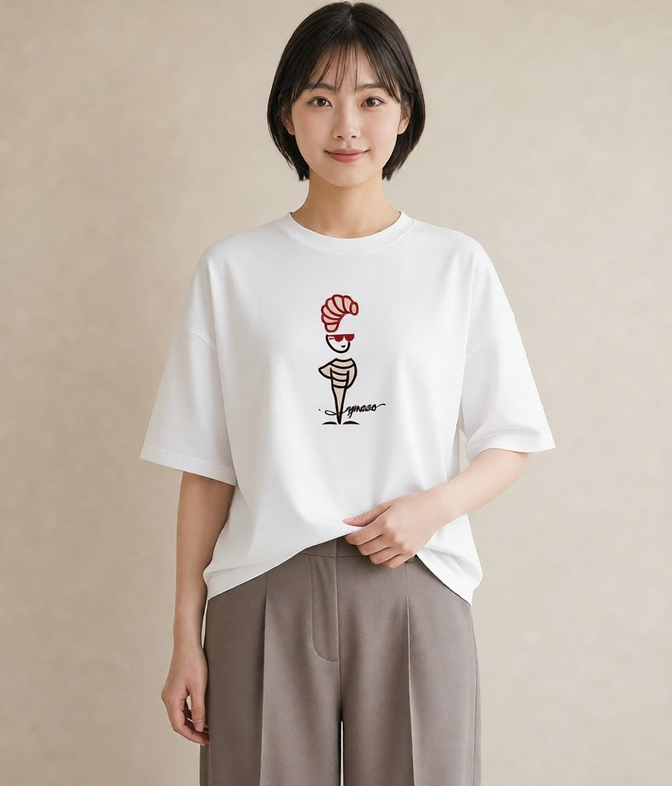 プリントTシャツ レディース パン ベーカリー レトロ イラスト ガーリー 海 カフェ巡り 白T