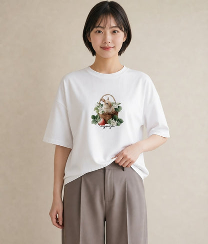プリントTシャツ レディース ネザーランドドワーフ ペット 動物 イラスト カフェコーデ お揃い 親子 白T
