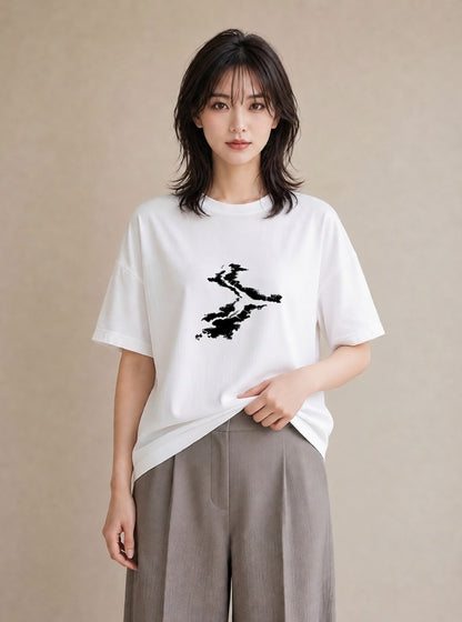 Tシャツ レディース 桟橋 水辺 波止場 ナチュラル アンティーク イラスト ミニマル ルームウェア ギフト 白T