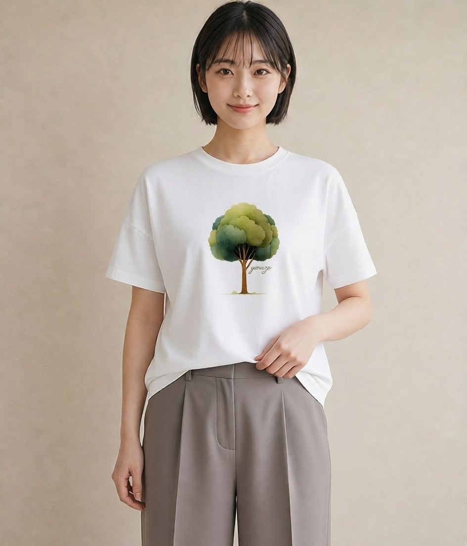 半袖Tシャツ レディース 森 植物 ボタニカル イラスト ミニマル 母の日 ビーチ 白T
