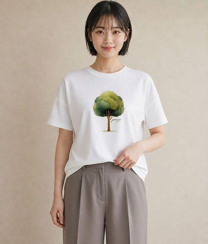 半袖Tシャツ レディース 森 植物 ボタニカル イラスト ミニマル 母の日 ビーチ 白T