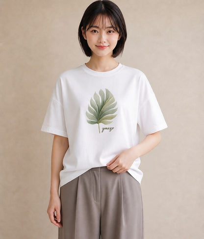 プリントTシャツ レディース 苔 植物 ボタニカル イラスト きれいめカジュアル デイリーウェア 休日 白T