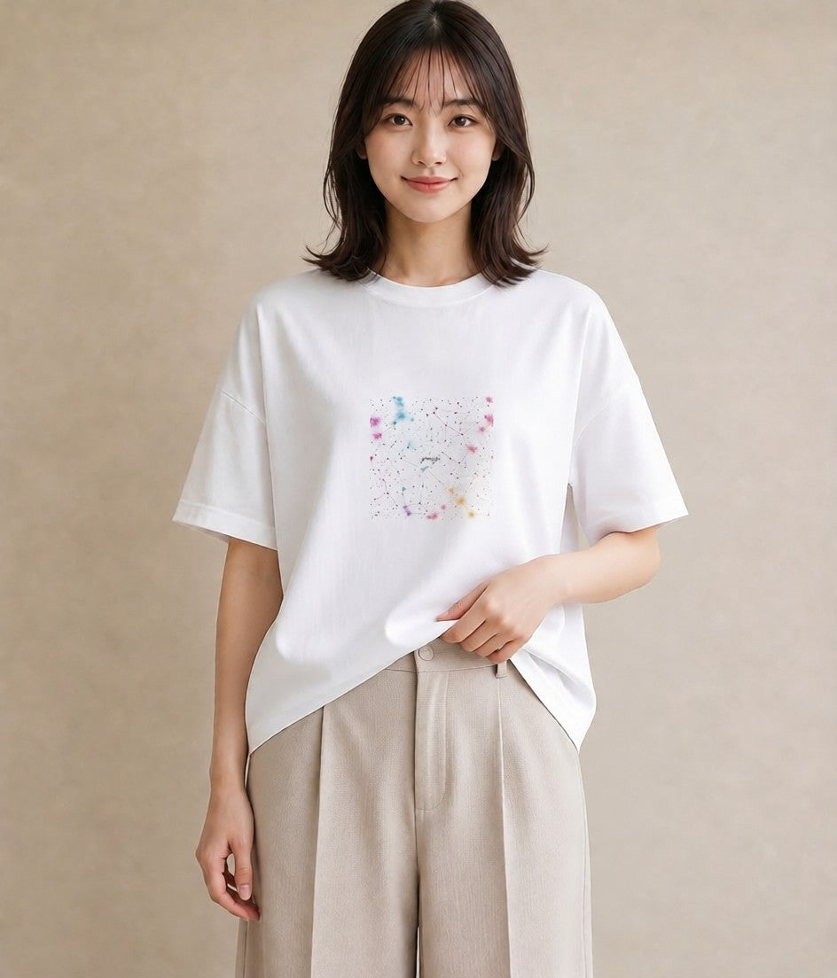 デザインTシャツ レディース 牡羊座 星空 宇宙 イラスト 敬老の日 ホワイトデー 白T