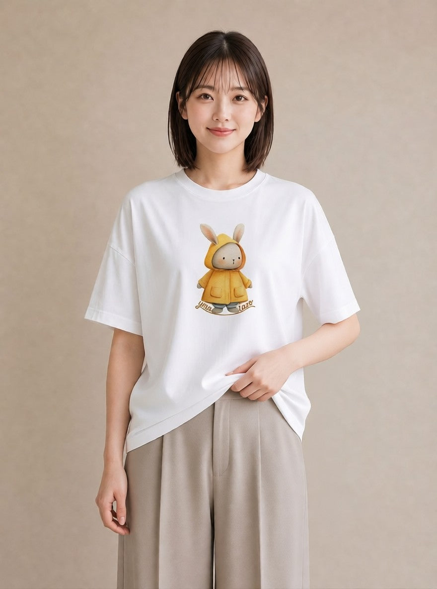 Tシャツ レディース うさちゃん ペット 動物 イラスト シック レイヤード 友達ギフト 白T