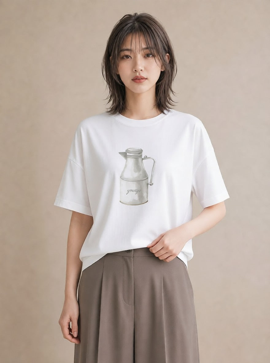 Tシャツ レディース はちみつ 食べ物 フード イラスト 散歩 お出かけ 白T