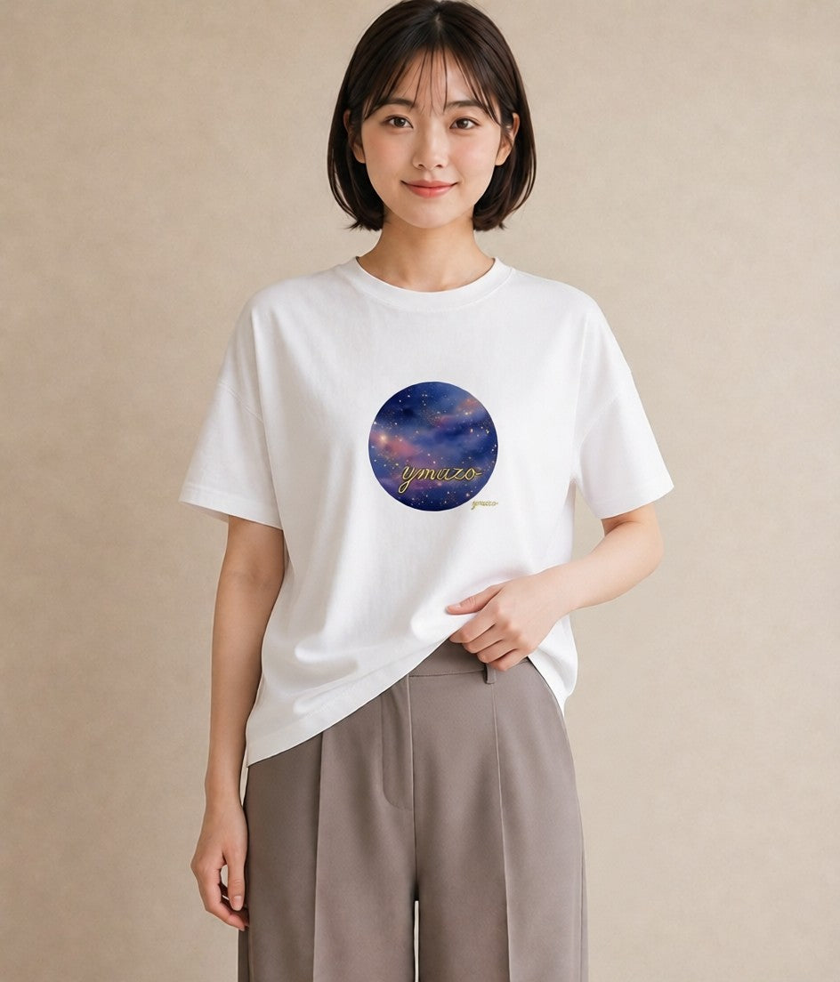 デザインTシャツ レディース 蠍座 星空 宇宙 イラスト ユニーク ペアコーデ 秋コーデ 白T