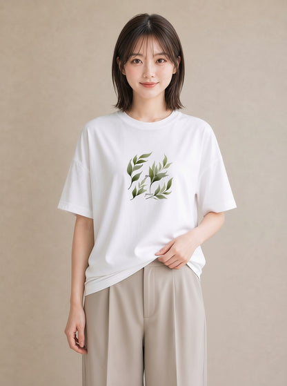 デザインTシャツ レディース 苔 植物 ボタニカル イラスト 旅行コーデ 春コーデ 姉妹 白T