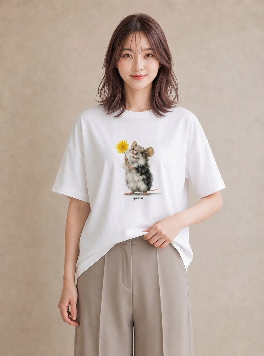 プリントTシャツ レディース ゴールデンハムスター ペット 動物 イラスト きれいめ 敬老の日 ホワイトデー 白T