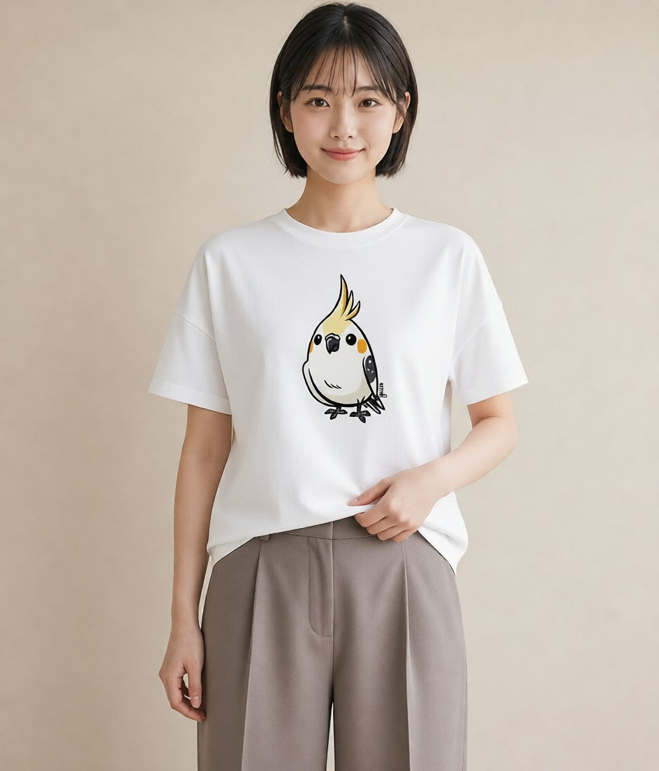 Tシャツ レディース オカメインコ ペット 動物 イラスト 韓国風 デート 帰省 白T