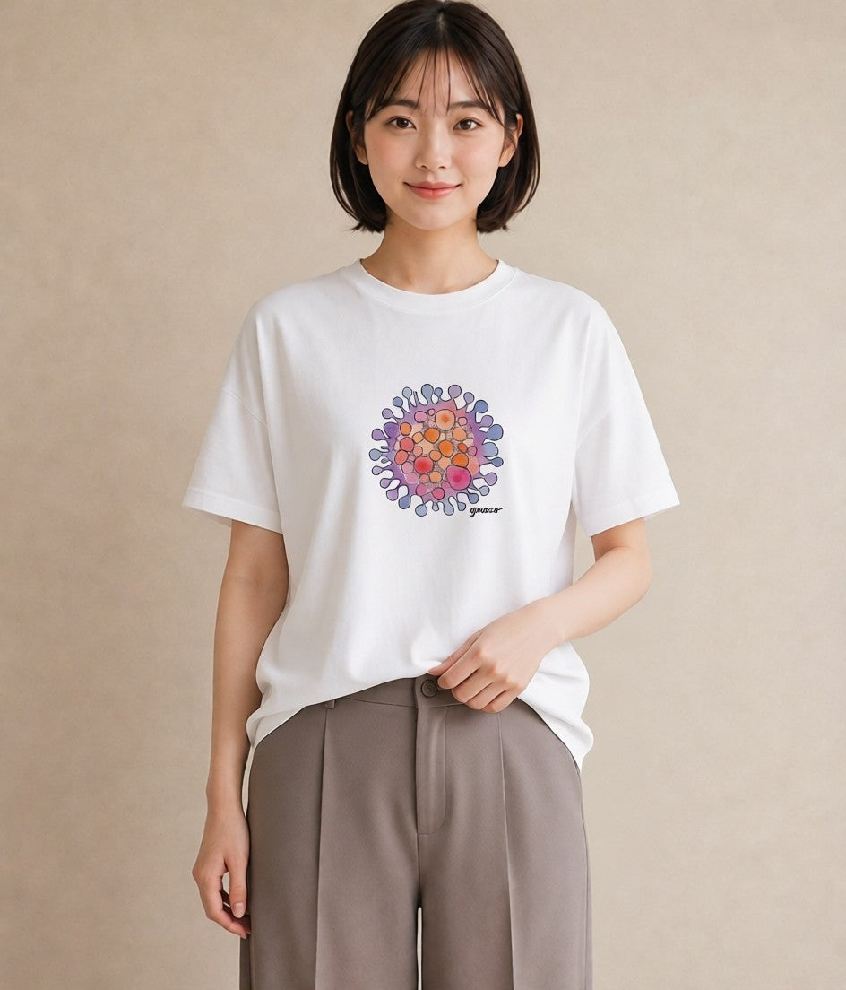 Tシャツ レディース 太陽 星空 宇宙 イラスト きれいめ 買い物 夏コーデ 白T
