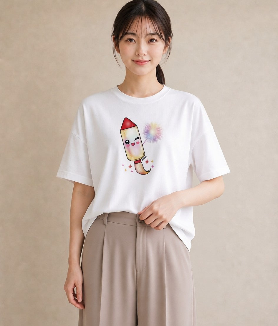 Tシャツ レディース ロケット 星空 宇宙 イラスト 個性的 ギフト 母の日 白T