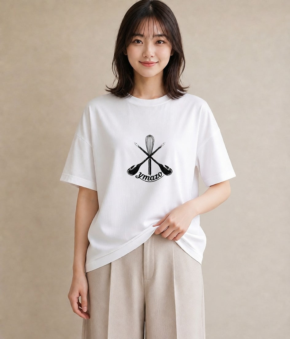 グラフィックTシャツ レディース 手鏡 アンティーク レトロ ナチュラル イラスト 淡色 レイヤード 友達ギフト 白T