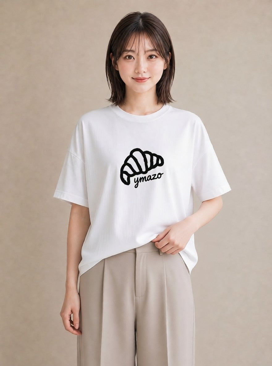 デザインTシャツ レディース パン ベーカリー イラスト 抜け感 レイヤード 友達ギフト 白T