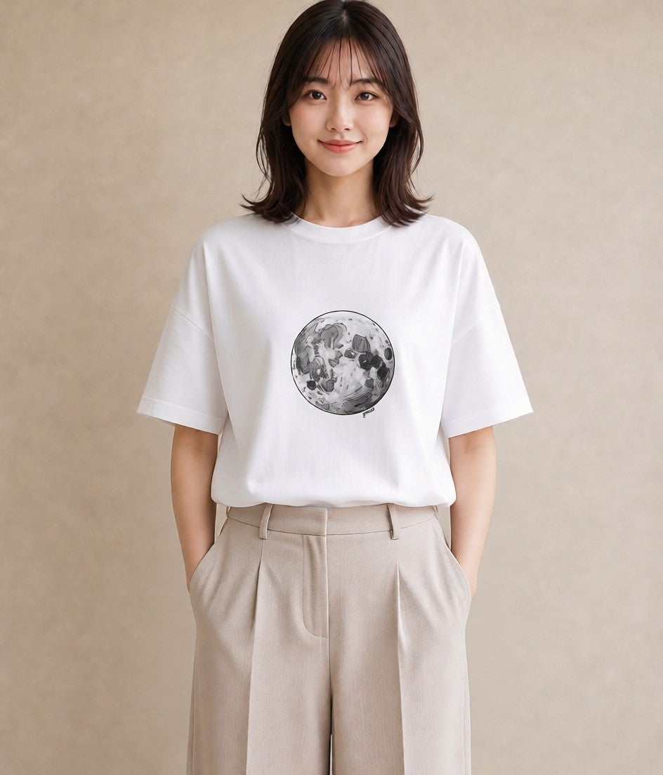 プリントTシャツ レディース 星空 宇宙 イラスト 淡色 社会人 女性 白T