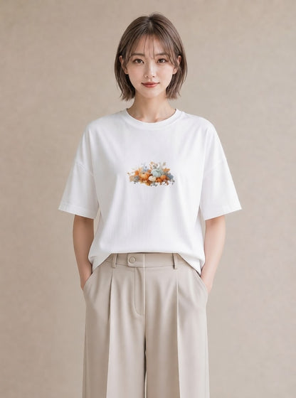 プリントTシャツ レディース 実り 植物 ボタニカル イラスト ラフ 通勤 在宅 白T