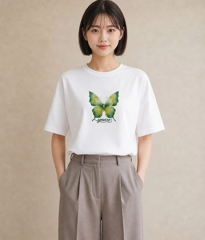 デザインTシャツ レディース ちょうちょ 蝶 バタフライ 昆虫 虫 イラスト お洒落 おしゃれギフト 社会人 白T