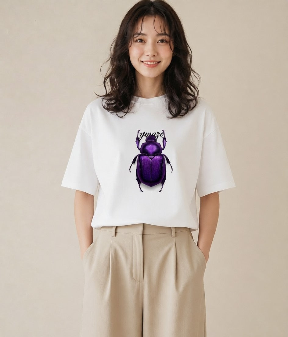 グラフィックTシャツ レディース クワガタ 昆虫 虫 イラスト モード デイリーウェア 休日 白T