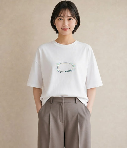 グラフィックTシャツ レディース 紙風船 和紙 ナチュラル アンティーク イラスト ミニマル 部屋着 女性向けギフト 白T