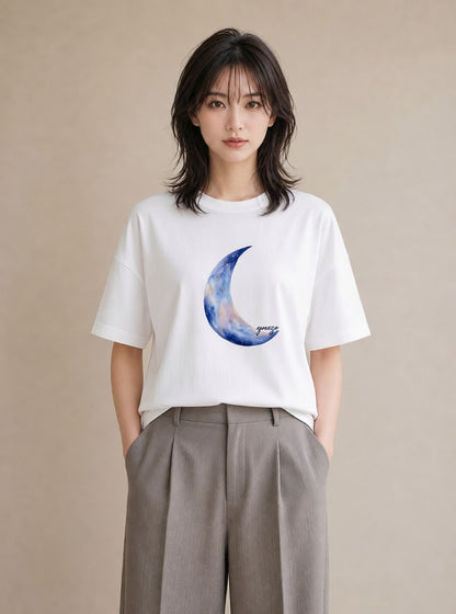 半袖Tシャツ レディース 水瓶座 星空 宇宙 イラスト シンプル 部屋着 女性向けギフト 白T